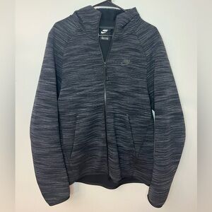 Nike Heathered Black and Gray Tech Fleece Full-Zip Hoodie